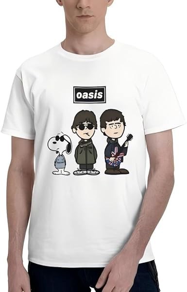 オアシスバンド×面白いスヌーピーコラボTシャツおもしろTシャツおもしろメンズ半袖ギフトパロディー [並行輸入品]