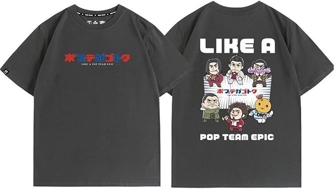 [メナズノロ] 龍が如く × ポプテピピック tシャツ ポプ子 ピピ美 桐生一馬 真島吾朗 錦山彰 アニメ 漫画 メンズ tシャツ 半袖 おもしろ レディース トップス 可愛い 夏服 通気性 ファッション ゆったり [並行輸入品]
