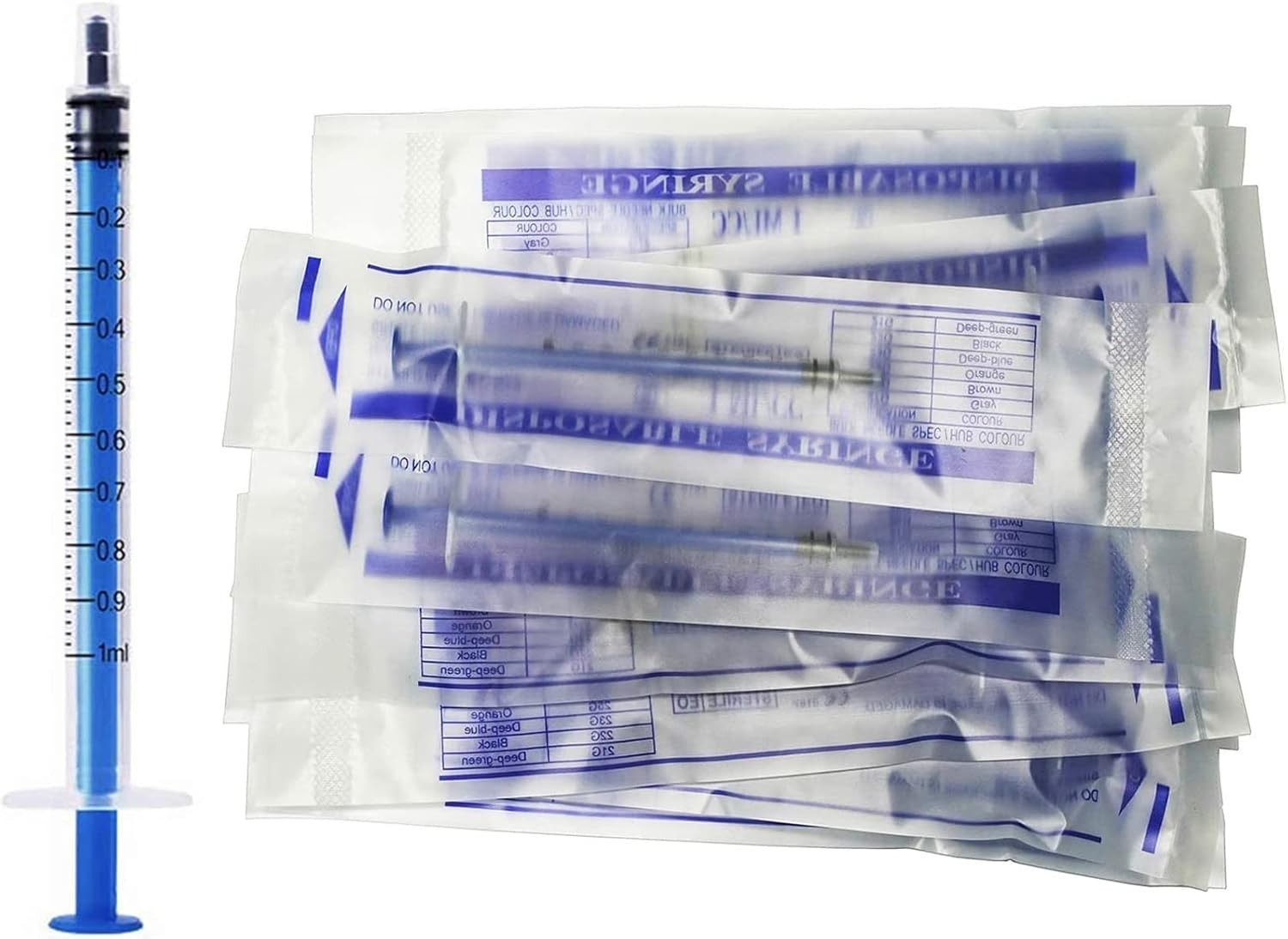 ShuaWdk 12枚1mlシリンジ 注射器、14G、16G、18G、20G針付き、 液体測定シリンジツール 科学実験室、給餌ペット、オイルまたは接着剤アプリケーター 小動物の液剤 流動食（液体）注入 その他