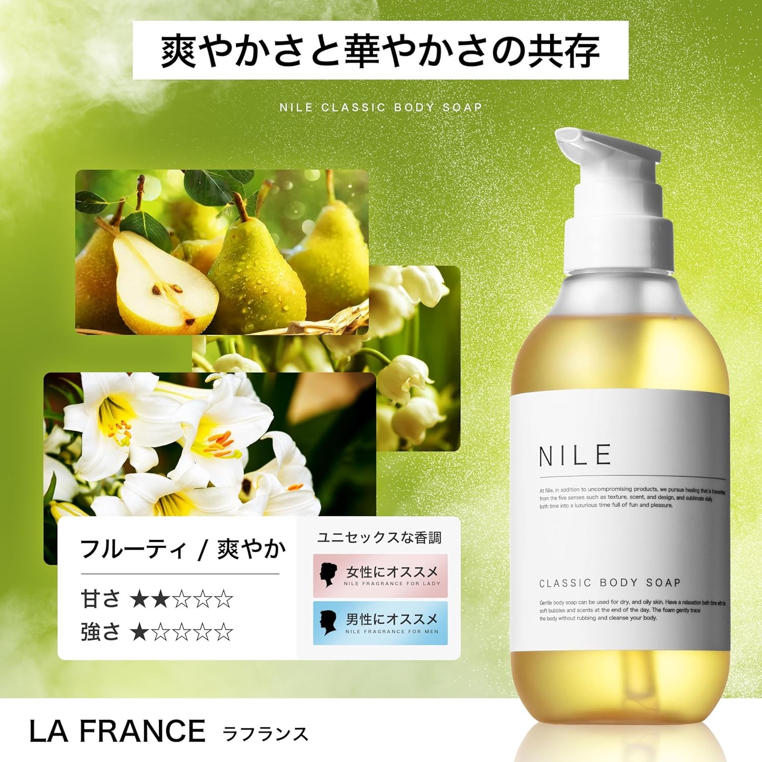 NILE クラシックボディーソープ 400ml フルーティーフローラル（【新香料】ラフランスの香り）