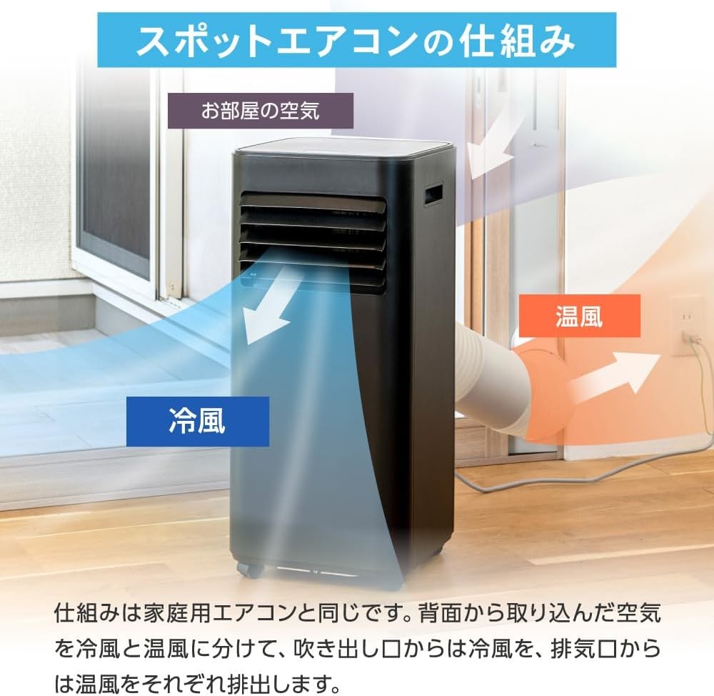 MAXZEN エアコン スポットクーラー スポットエアコン クーラー 家庭用 除湿機 衣類乾燥除湿機 工事不要 置き型 移動式 冷風 送風 ポータブルエアコン MSC-MT23-BK マクスゼン