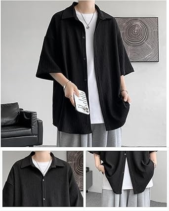 [foveitaa] メンズ シャツ 夏服 メンズ 半袖 冷感 通気性 ワイシャツ 大きい サイズ ビジネス カジュアル yシャツ ゆったり おしゃれ 夏用 清涼 涼しい 涼感 服 軽い 柔らかい かっこいい 無地 シンプル オシャレ