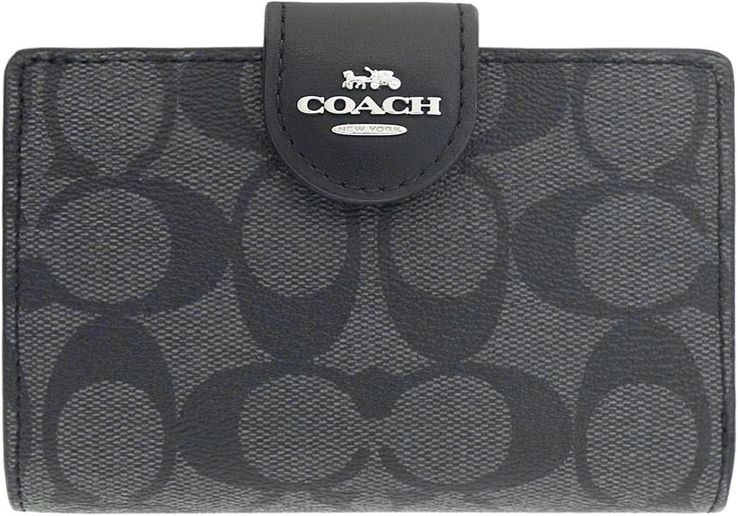 [コーチ] COACH 財布(二つ折り) FC0082 C0082 グラファイト×ブラック シグネチャー PVC レザー ミディアム コーナー ジップ ウォレット レディース [アウトレット品] [ブランド] [並行輸入品]