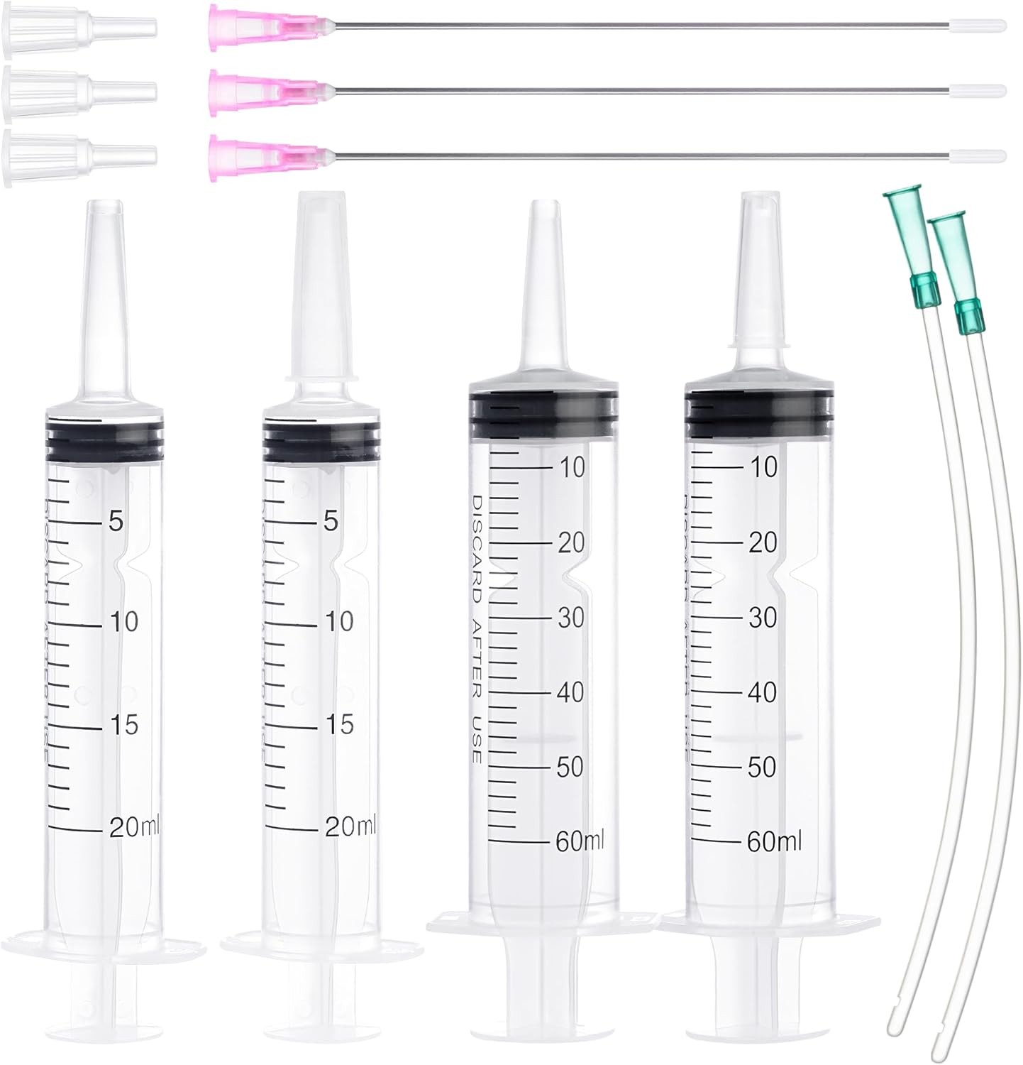 注射器20 ml 60 ml シリンジ、18 G 鈍針、1 m チューブ付き、DIYクラフト、木工、オイル、インク、工業用途に、清め