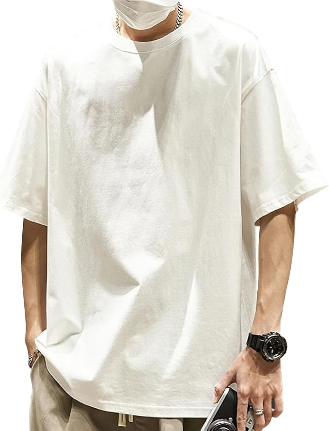 [Luxiwear] tシャツ メンズ 半袖 【綿100%透けづらい·ソフトな肌触り·着こなしやすい】 丸首 ティーシャツ 無地 柔らかい 通気性 大きいサイズ ゆったり オーバーサイズ ビッグシルエット 夏服 カットソー トップス おしゃれ 耐久性 夏