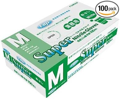 フジ スーパーニトリルグローブ 粉なし ホワイト M 100枚入