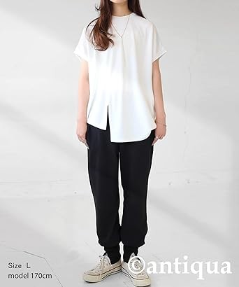 1[antiqua] [アンティカ] 裾リブスリットパンツ レディース ボトムス ロング AY-00014
