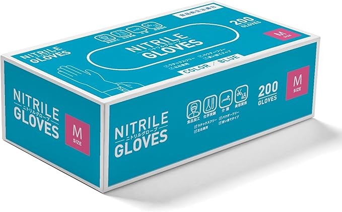 [SCOOP CORPORATION] ニトリルグローブ ニトリル手袋 Mサイズ 薄手 ブルー 0.07mm 粉なし【食品衛生法適合】