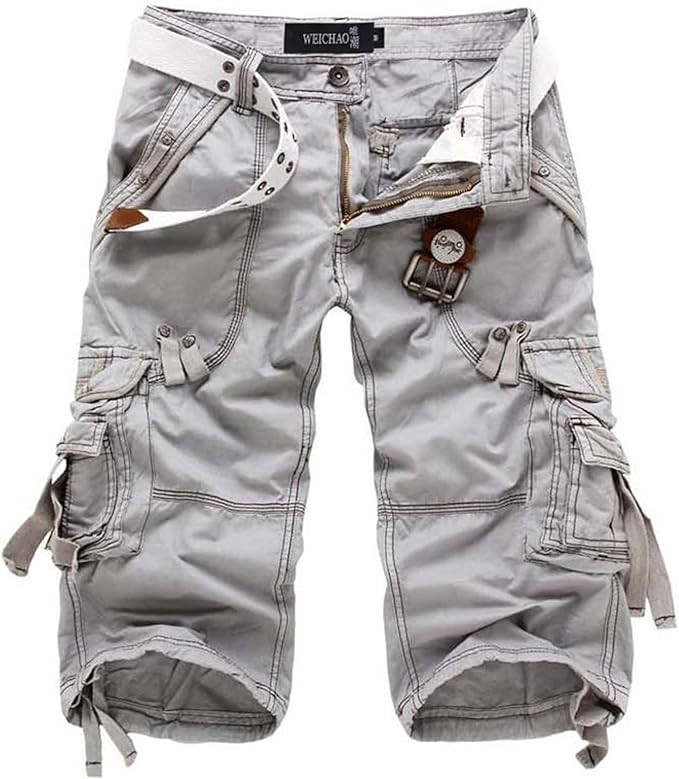 [GUREITOJP] クロップドパンツ メンズ 短パン 綿 カーゴショートパンツ 7分丈 ハーフパンツ 登山ショーツ 男 半ズボン 通気性 旅行 登山 ワーク 作業 大きいサイズ マルチポケット 機能性 紳士